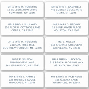 10 Individual Guest Name Address Party Wedding