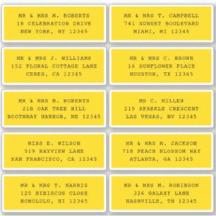 10 Individual Guest Name Address Party Wedding