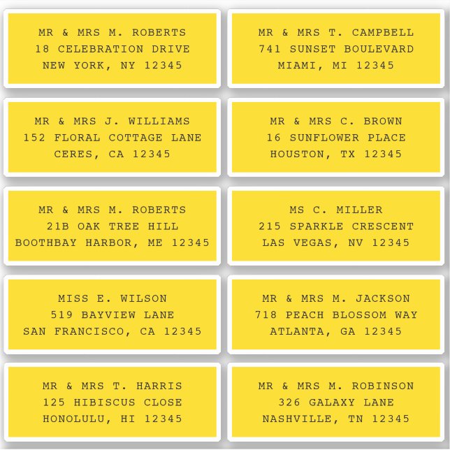 10 Individual Guest Name Address Party Wedding (Front)