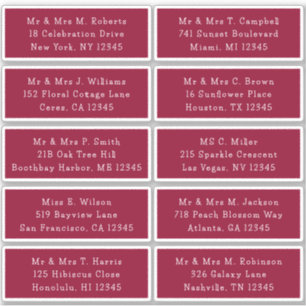 10 Individual Guest Name Address Party Wedding