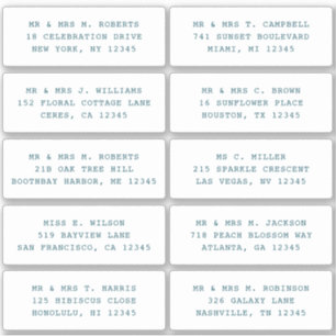 10 Individual Guest Name Address Party Wedding