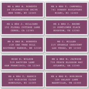 10 Individual Guest Name Address Party Wedding