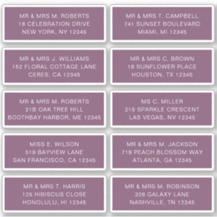 10 Individual Guest Name Address Party Wedding