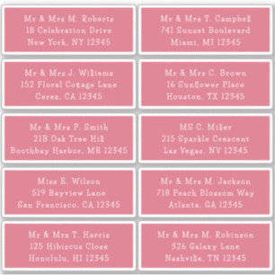 10 Individual Guest Name Address Party Wedding