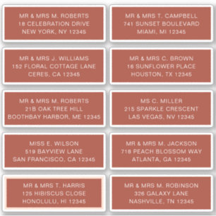 10 Individual Guest Name Address Party Wedding