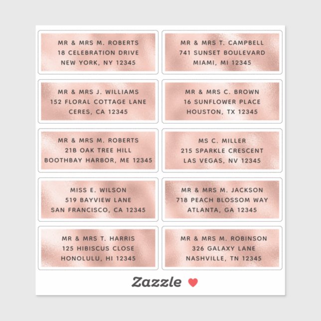 10 Individual Guest Name Address Party Wedding Sti (Sheet)