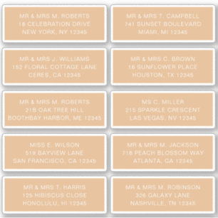 10 Individual Guest Name Address Party Wedding Sti