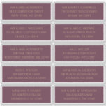 10 Individual Guest Name Address Plum Gold<br><div class="desc">NOTE: CHECK STICKER SHEET SIZE FOR LABEL SIZE REQUIRED. SIZE SHOWN IN DROPDOWN BOX IS FOR THE SHEET SIZE NOT THE INDIVIDUAL LABEL SIZE. Make your event setup effortless (and look extra polished) with these 10 Individual Guest Name Address Plum Gold Stickers. Designed for quick, clean labelling, each sticker features...</div>