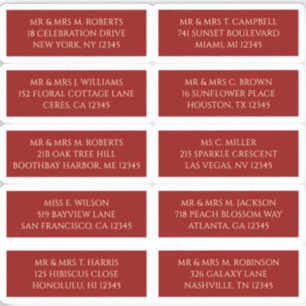 10 Individual Guest Name Address Red