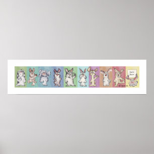 10 lapins arc-en-ciel Poster personnalisé