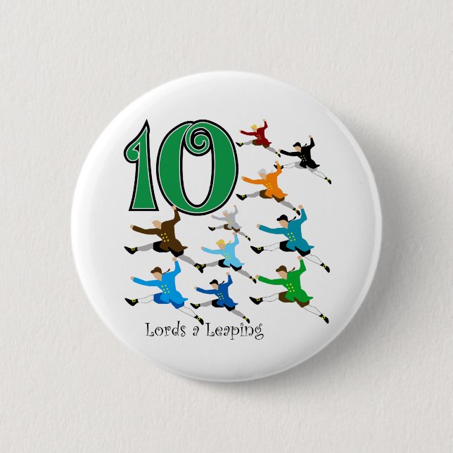 10 Lords Leaping 2 Inch Round Button (Front)