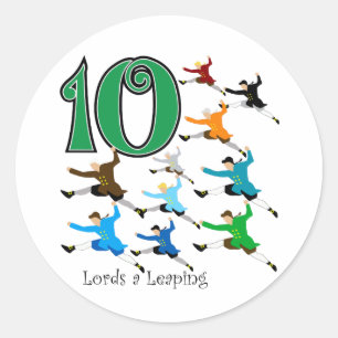 10 Lords Leaping Classic Round Sticker