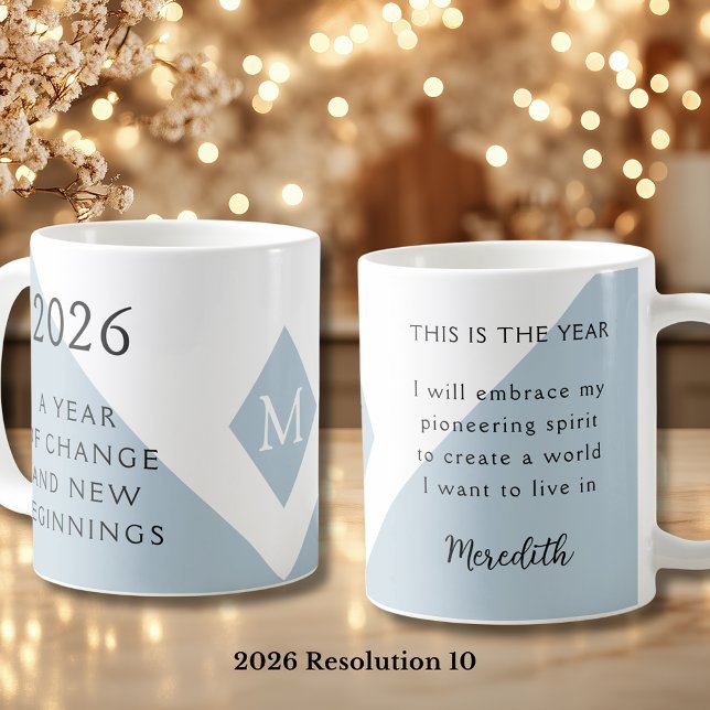 10. New Year Resolution for 2026 Year of Change  Coffee Mug (2026 Year of Change and New Beginnings Dusty Blue Resolution 10 Coffee Mug)