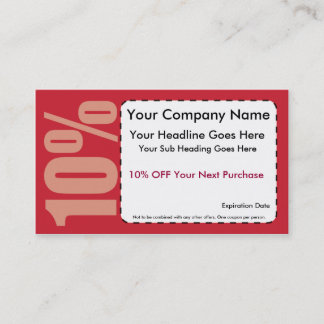 10% Off Coupon Business Card