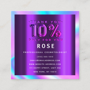 10% Off Discount Logo Holograph Appointment Beauty Card