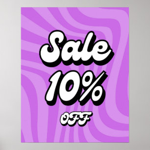 10% Off Sale Sign, Purple Sale Sign, Retail Sale Poster