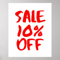 10% Off Sale Sign, Red Retail Store Signage, Large