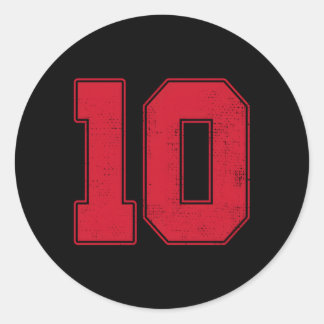 10 Outline Number 10 Varsity Fan Sports Team Grey Classic Round Sticker