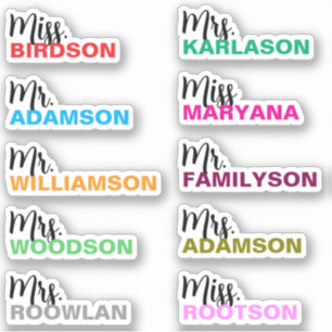 10 Personalized Teacher Name Cute Colourful Gift