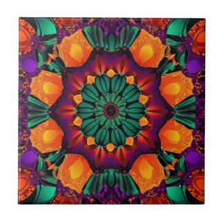 10 Petal Green Flower Tile