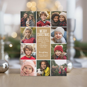 10 Photo Border - Merry Christmas Herringbone Holiday Card