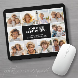 10 Photo Border with Text Centre - black white Mouse Pad