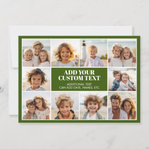 10 Photo Border with Text Centre - olive green Holiday Card