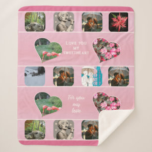 10 Photo collage and typography modern pink custom Sherpa Blanket