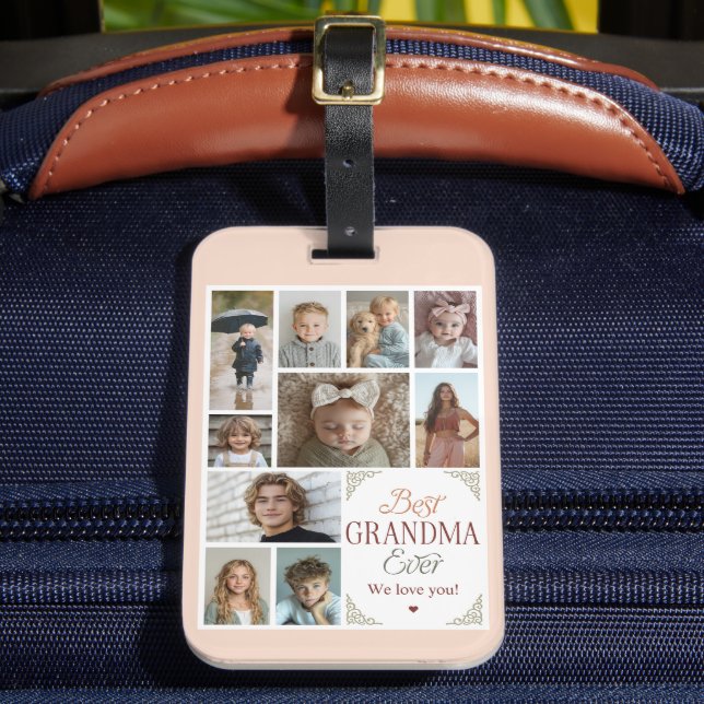 10 Photo Collage Best Grandma Ever Luggage Tag (Front Insitu 2)