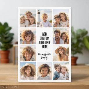 10 Photo Collage Border - Centre Text Blocks Holiday Card