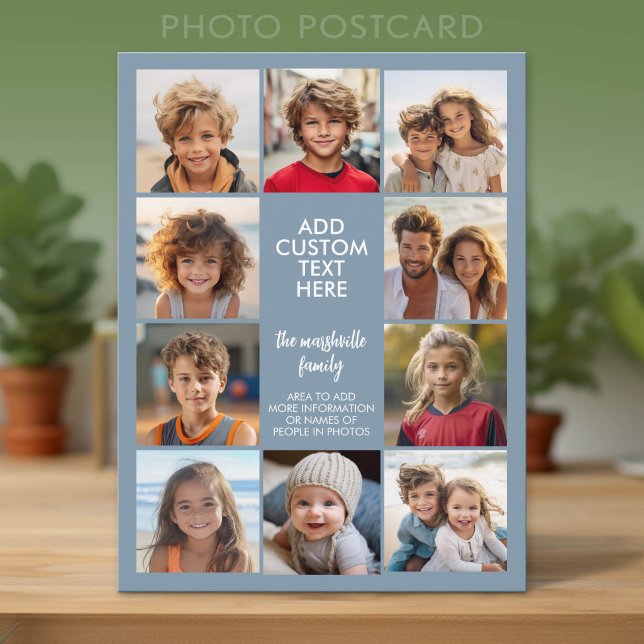 10 Photo Collage Border - Centre Text Blocks Postcard (Photo Postcard)