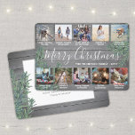 10 Photo Collage Christmas Greenery & Gray Wood Holiday Card<br><div class="desc">Send stylish joyful greetings and share 10 of your favorite pictures with a custom photo collage holiday card. All text on this template is simple to customize to include any wording, such as Merry Christmas, Happy Holidays, Seasons Greetings, New Year Cheers etc. (IMAGE PLACEMENT TIP: An easy way to center...</div>