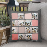 10 Photo Collage - colourful grid with script name Throw Pillow<br><div class="desc">Crop your photos into squares before uploading. Use your square Instagram photos for the best results! TO CHANGE THE BACKGROUND - click on the customize or advanced design area, and choose a colour in the colour picker. Add your favourite pictures and snapshots to this film strip for a fun memory...</div>