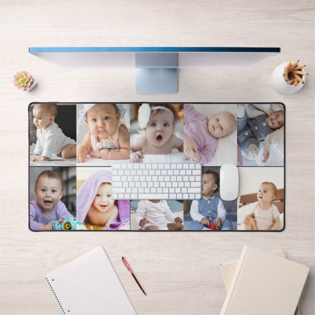 10 Photo Collage Custom Gift Desk Mat (Office 1)