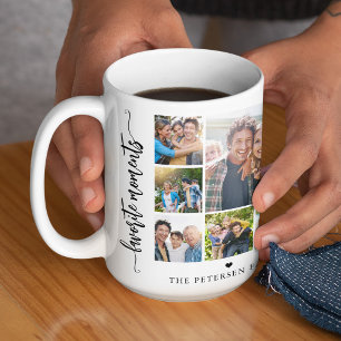 10 photo collage family name personalized Two-Tone coffee mug