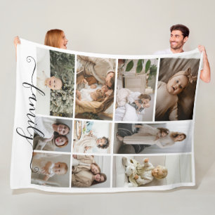 10 Photo collage family template personalized Fleece Blanket