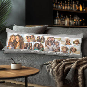 10 Photo Collage Grid - Custom Text Around Bottom Body Pillow