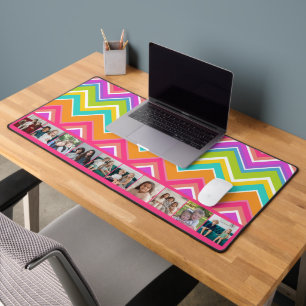 10 Photo Collage - huge colorful chevron pattern Desk Mat