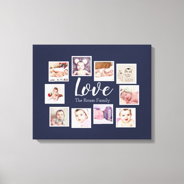 10 Photo Collage Love Family Canvas Print (Front)