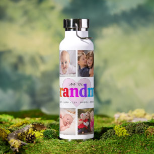 10 Photo Collage Love You Grandma Multicolor Bold Water Bottle