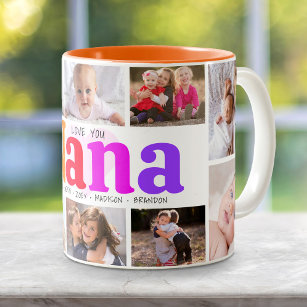 10 Photo Collage Love You Nana Multicolored Bold Two-Tone Coffee Mug