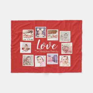 10 Photo Collage Personalized Fleece Blanket