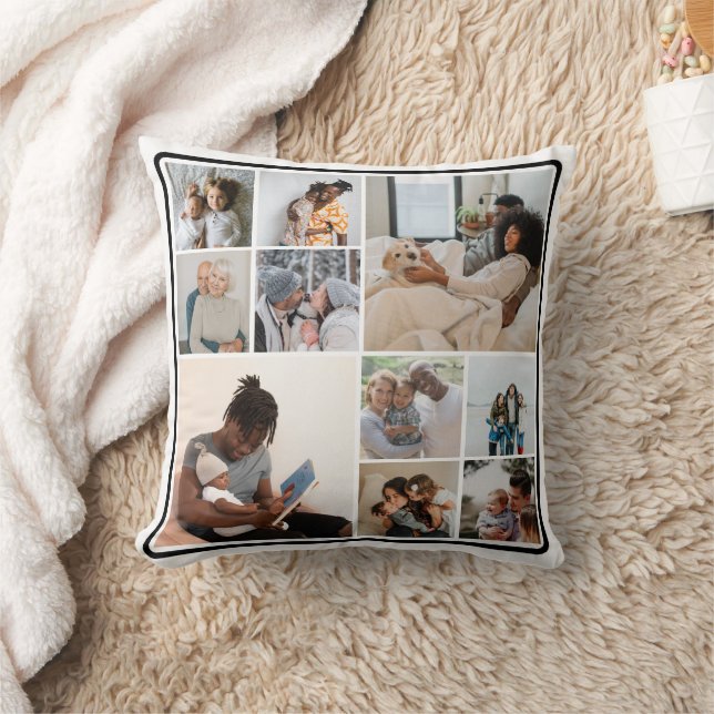 10 Photo Collage Personalized Throw Pillow (Blanket)