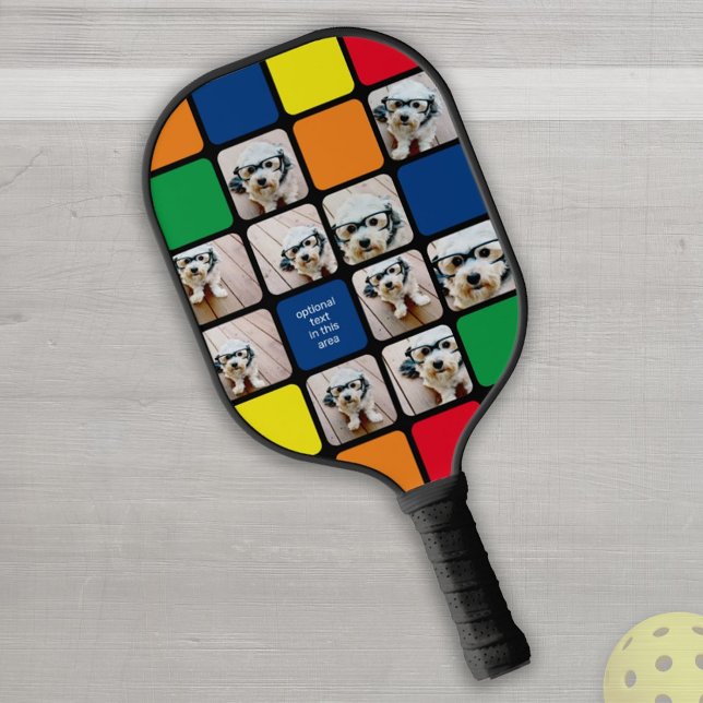 10 Photo Collage - Speed Cube Primary Colours Pickleball Paddle (Creator Uploaded)