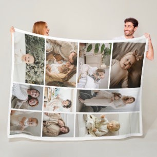 10 Photo collage template personalized Fleece Blanket