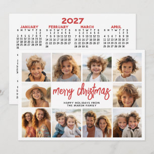 10 Photo Collage with 2027 Calender - Christmas Holiday Card