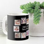 10 Photo Collage With Personalized Text Black Coffee Mug<br><div class="desc">10 Photo Collage With Personalized Text mug - black and white (available in other colours) from Ricaso</div>