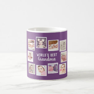 10 Photo Collage With Personalized Text Purple Coffee Mug