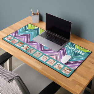 10 Photo Colourful ZigZag Personalized Desk Mat