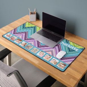 10 Photo Colourful ZigZag Personalized  Desk Mat